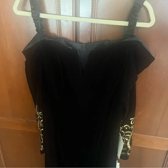 Vintage Jessica McClintock Black Gold Dress - Picture 5 of 7